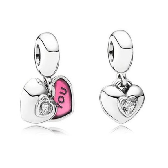 PANDORA You & Me Dangle Heart Charm - Picture 1 of 7
